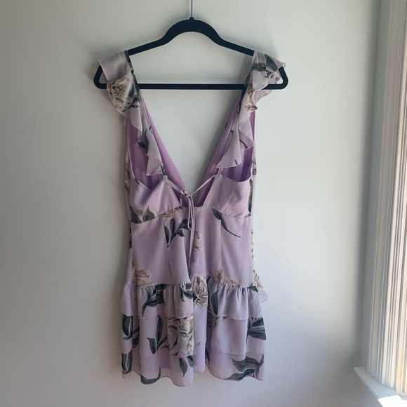 Tobi Ruffle Around Purple Floral Skater Dress - Picture 4 of 8